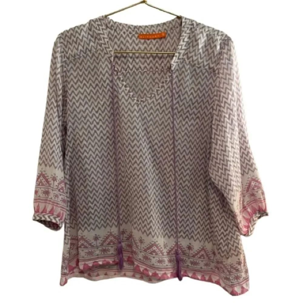 Oliphant Pink and Gray Zigzag Blouse